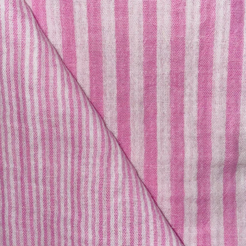 Yarn-Dyed Double Gauze 0 Off-White / Bubblegum Pink